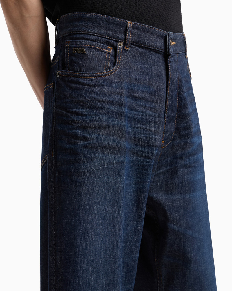 J79 Carrot-fit 11.4 oz rinse-wash denim jeans with veining 5