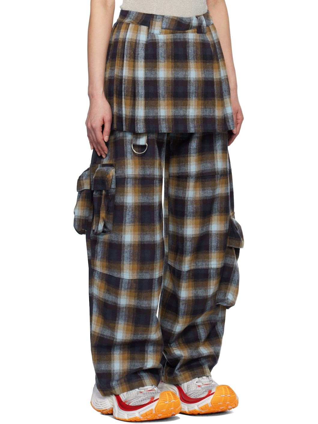 Navy & Brown Lawn Skirt Cargo Pants - 2