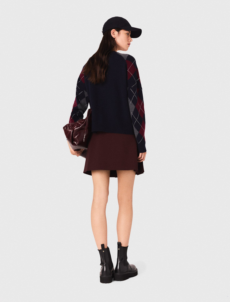 Cropped argyle pattern cardigan 4