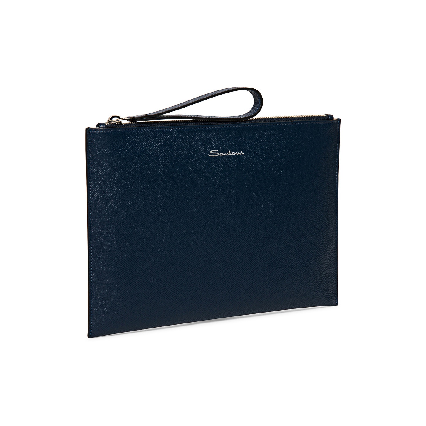 Blue saffiano leather pouch - 4