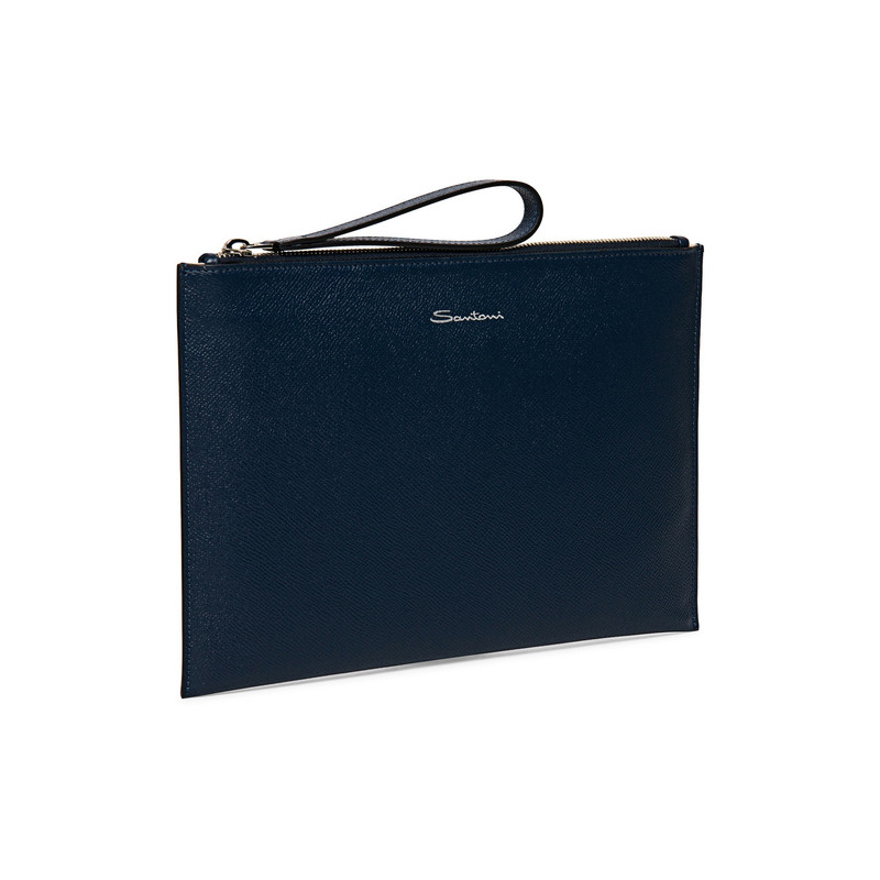 Blue saffiano leather pouch 4