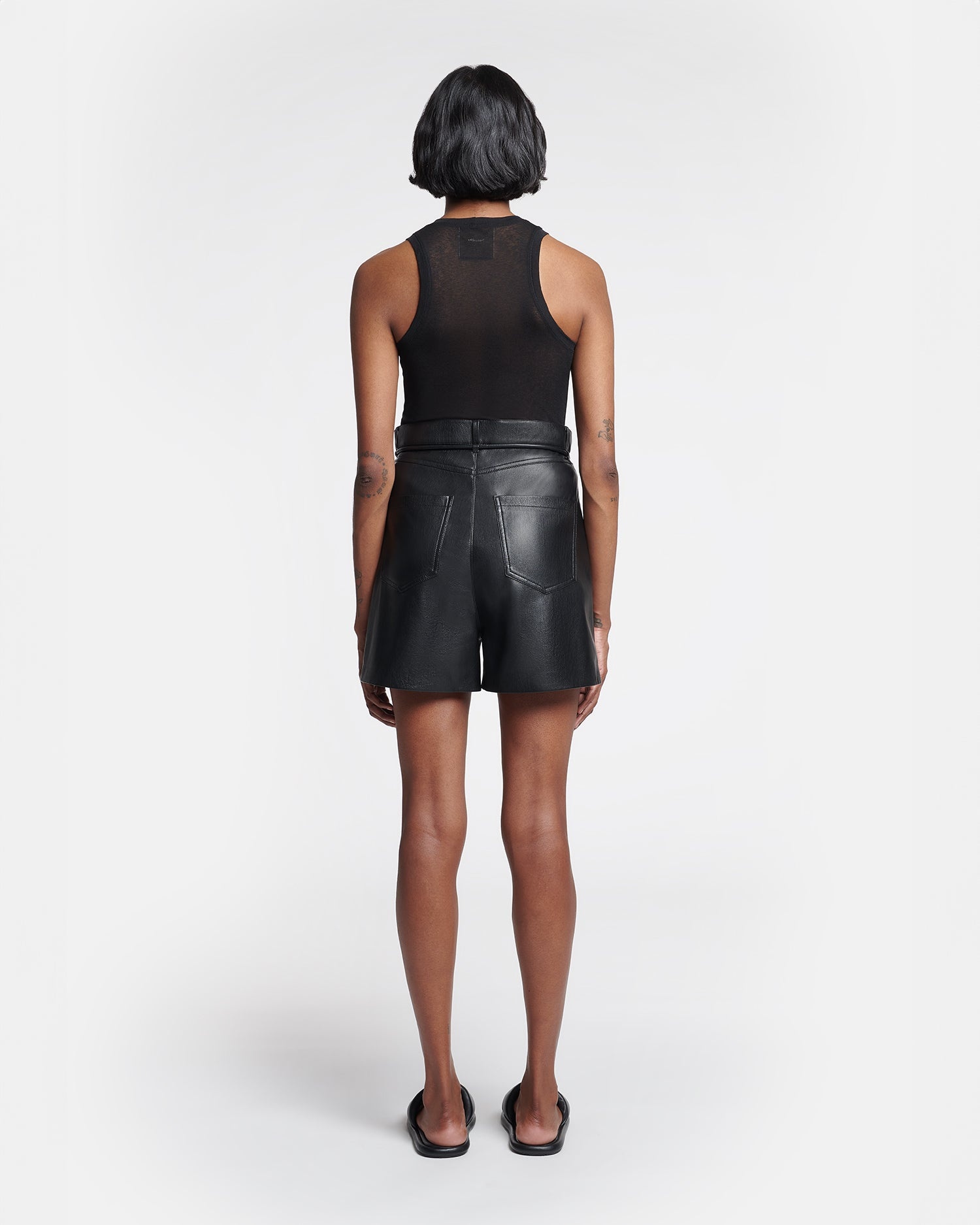 Belted Okobor™ Alt-Leather Shorts - 5