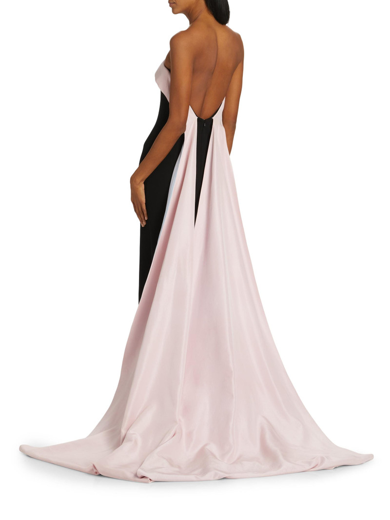 Women's Stretch-Crepe Strapless Train Gown - Black 5