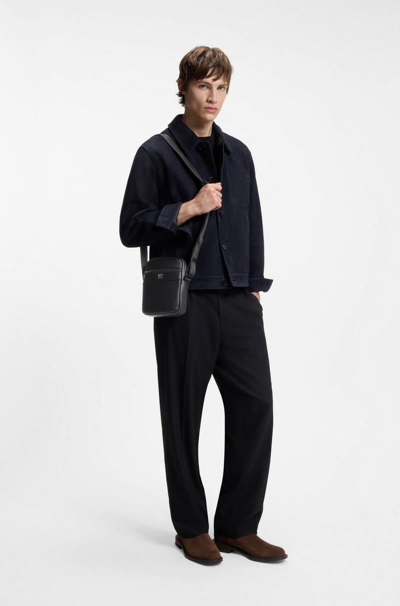 HUGO GRAINED REPORTER BAG WITH STACKED-LOGO TRIM outlook