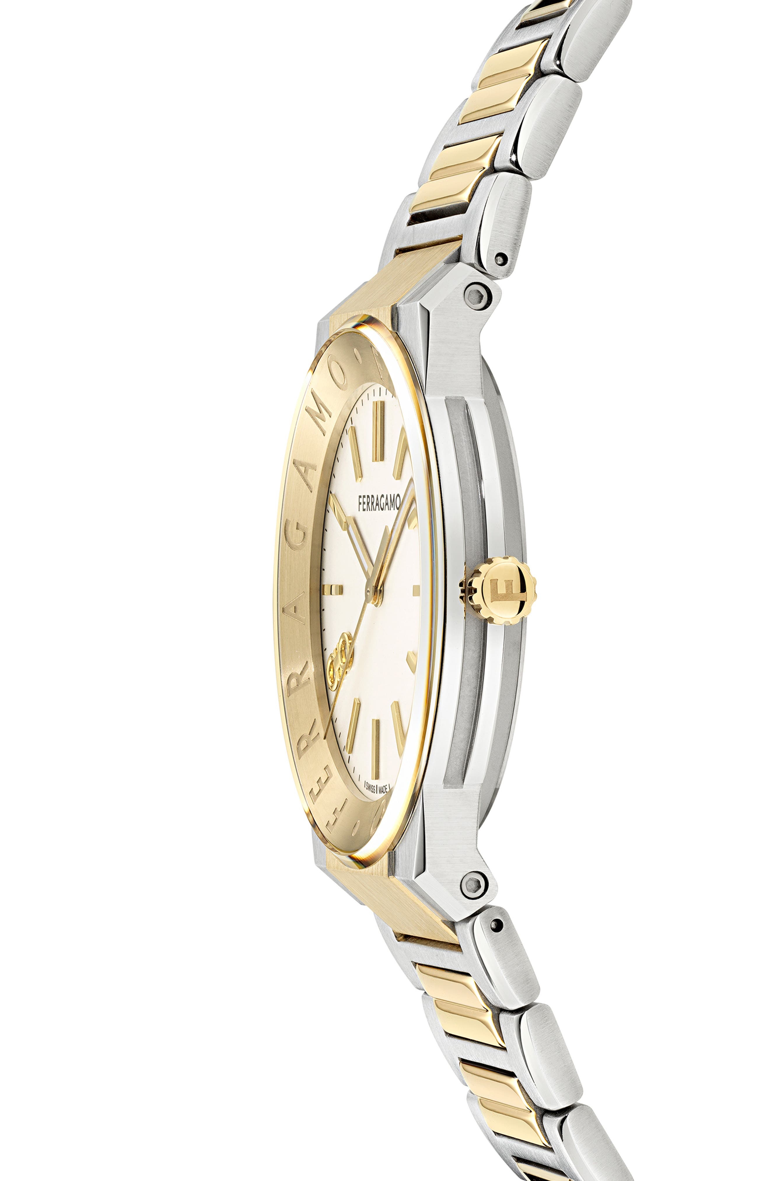 FERRAGAMO Logo Two-Tone Bracelet Watch, 41mm in Two Tone at Nordstrom - 4