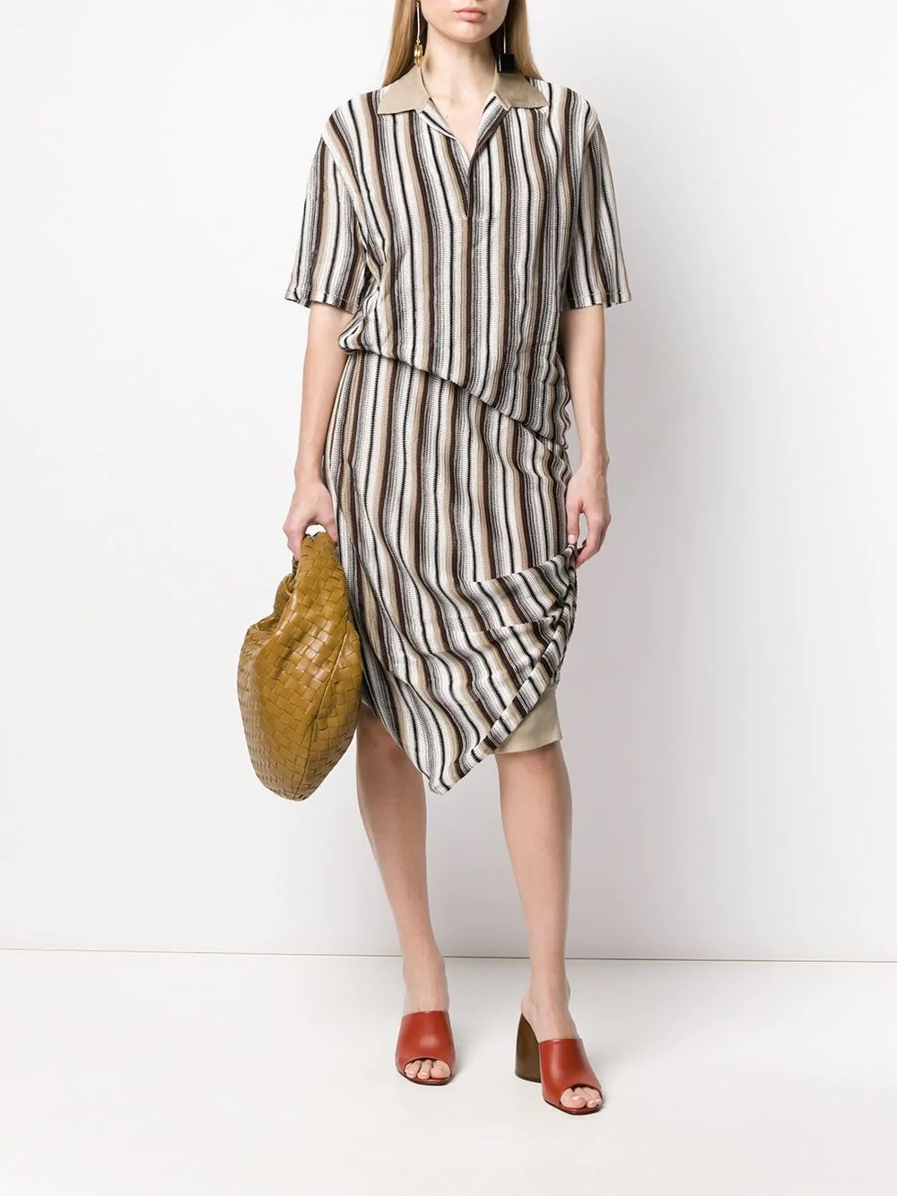 striped openwork detailed knit dress - 2