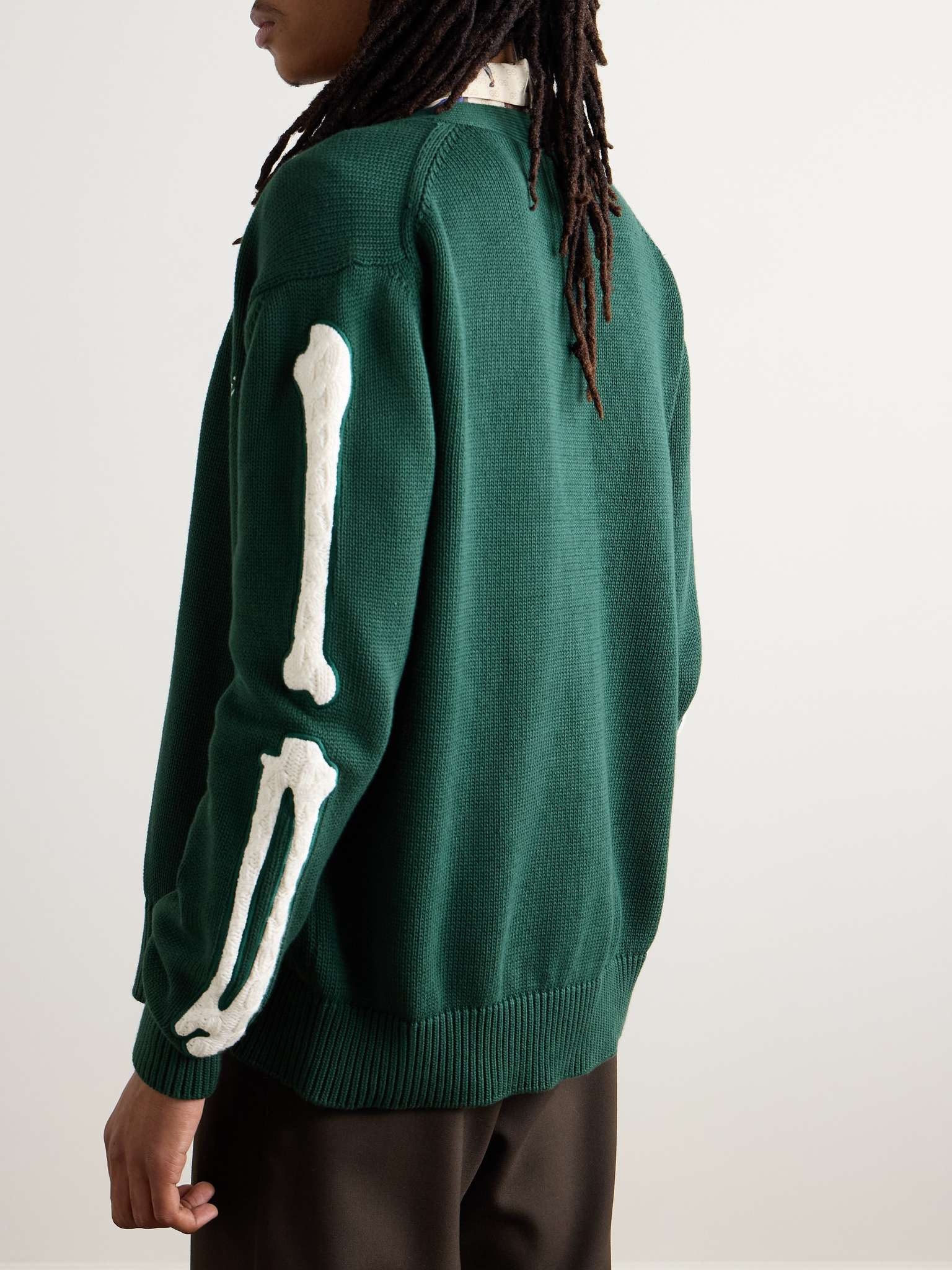 Bones Logo-Embroidered Appliquéd Cotton Cardigan - 3
