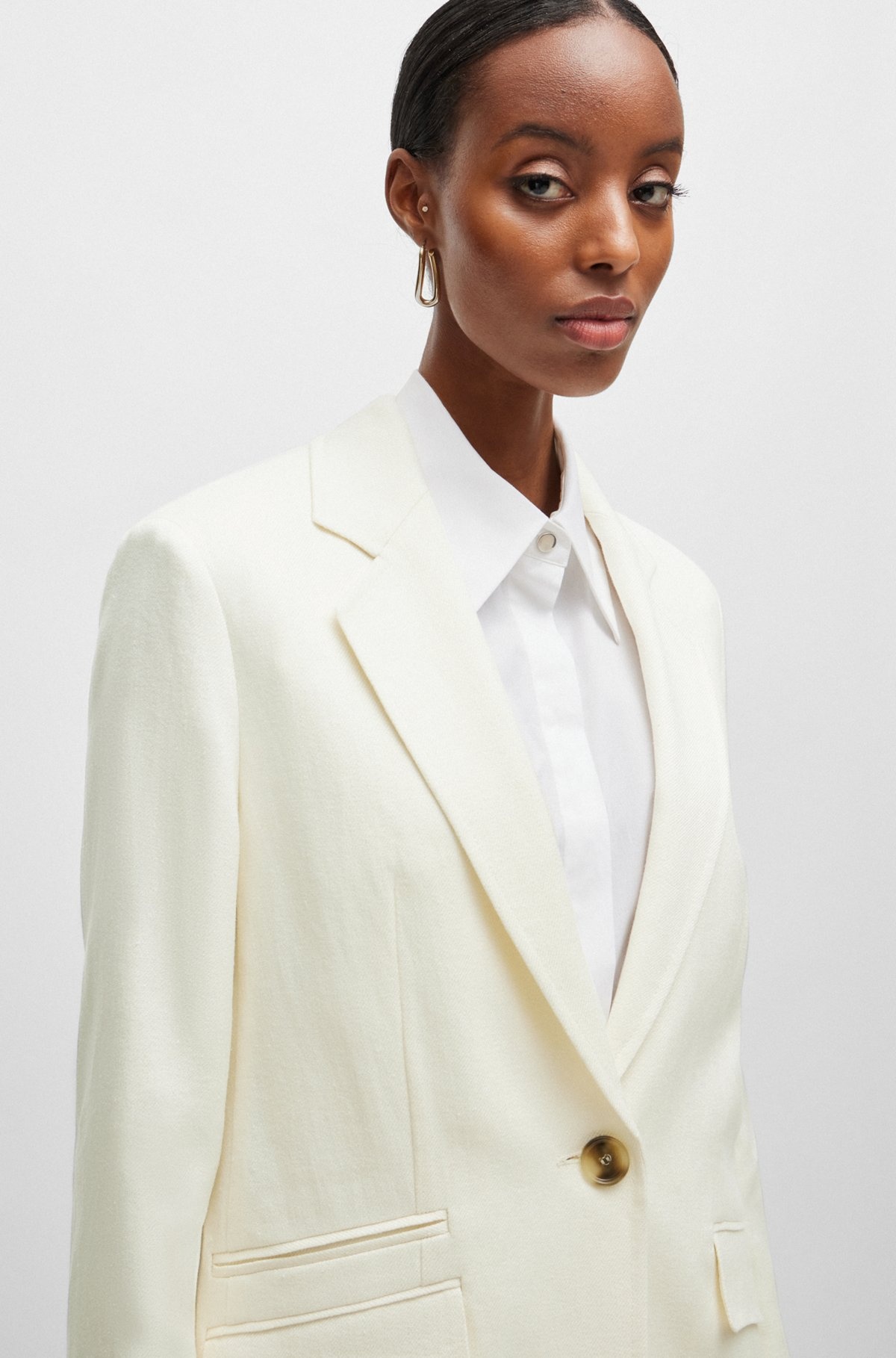 RELAXED-FIT JACKET IN LINEN-BLEND TWILL - 5