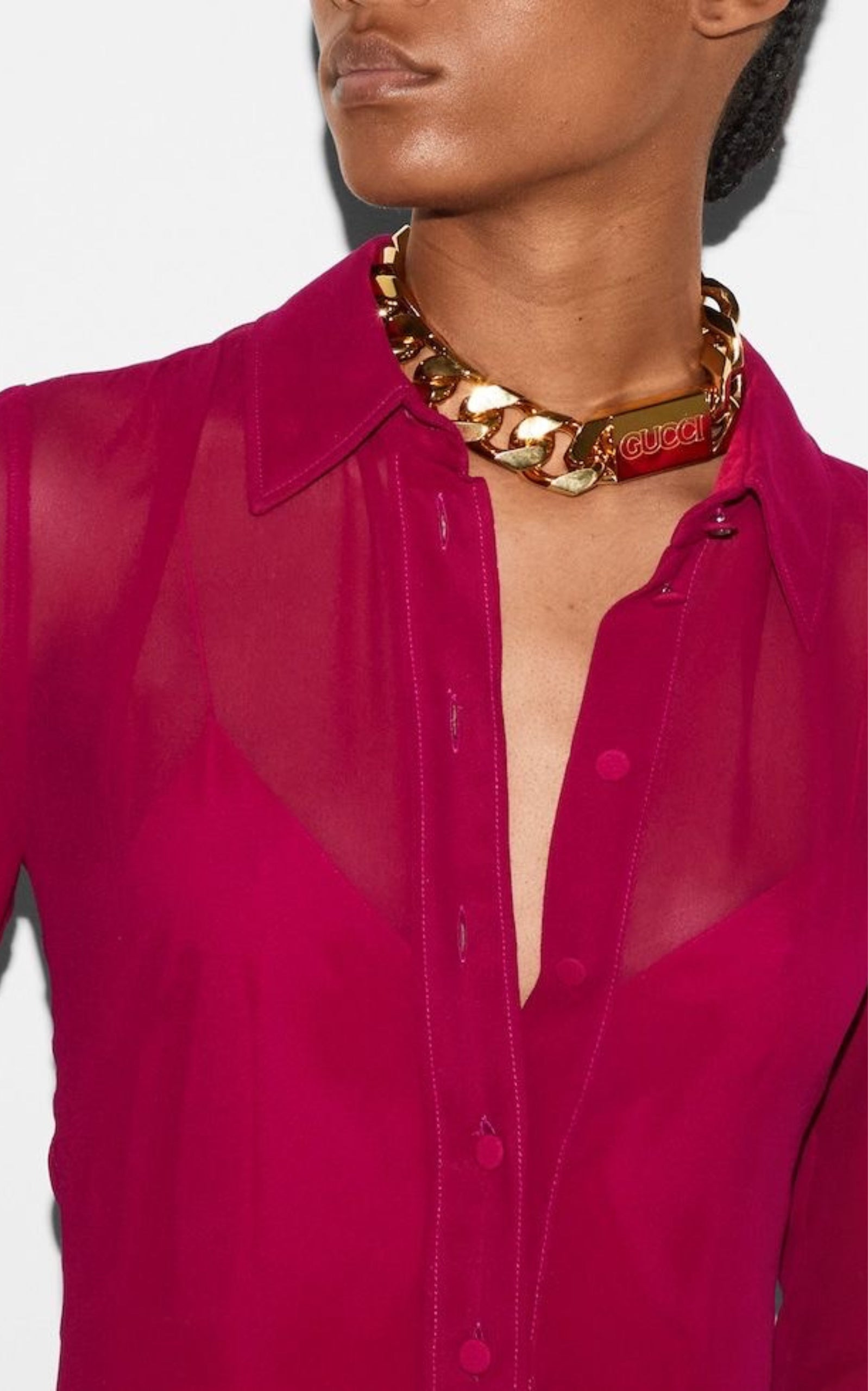 Gucci Fuchsia Silk Maxi Shirt Dress - 5