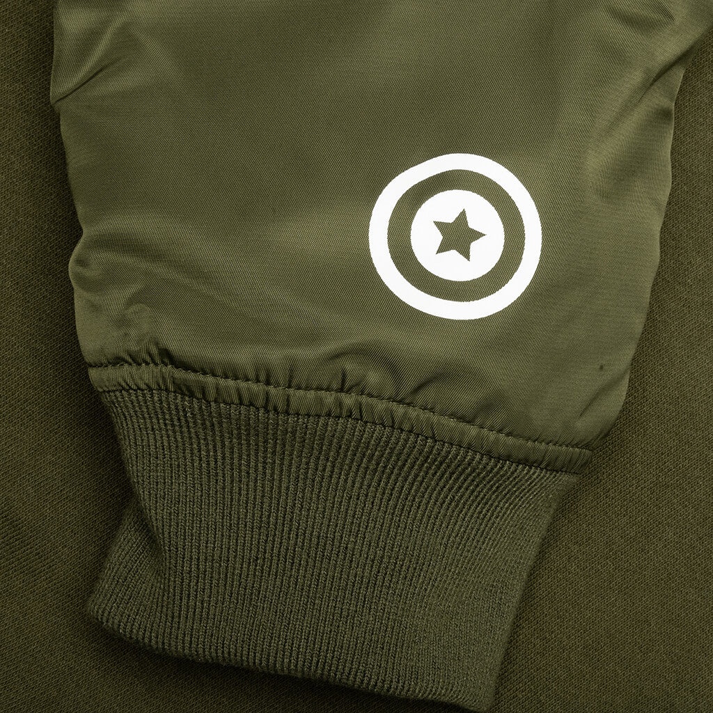 MILITARY SHARK RELAXED FIT FULL ZIP HOODIE - OLIVE DRAB - 8