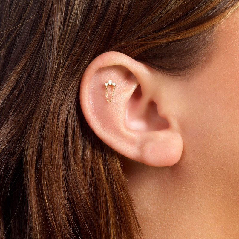 STONE AND STRAND Dainty Diamond Trio Chain Stud outlook