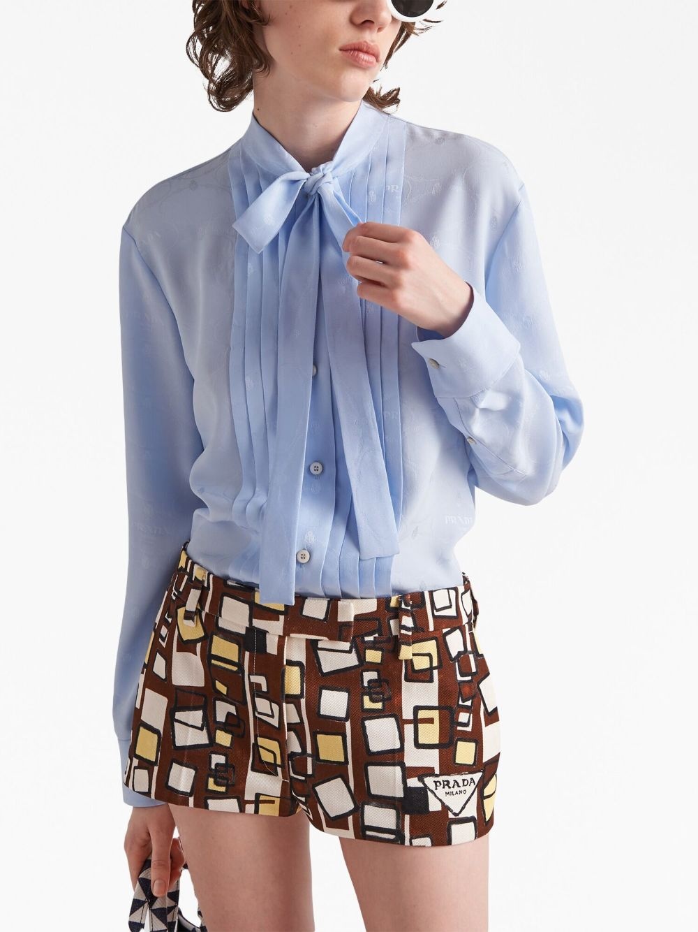 jacquard crepe de chine blouse - 3