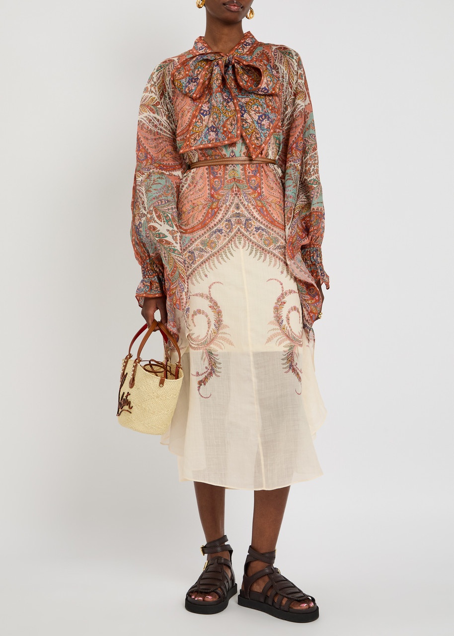 Zimmermann Rhiannon Tie Neck Woven Kaftan Dress - 4