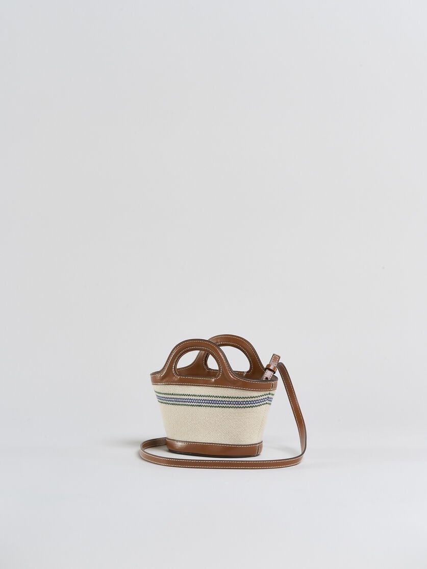 TROPICALIA MICRO BAG IN BROWN LEATHER AND STRIPED CANVAS - 3