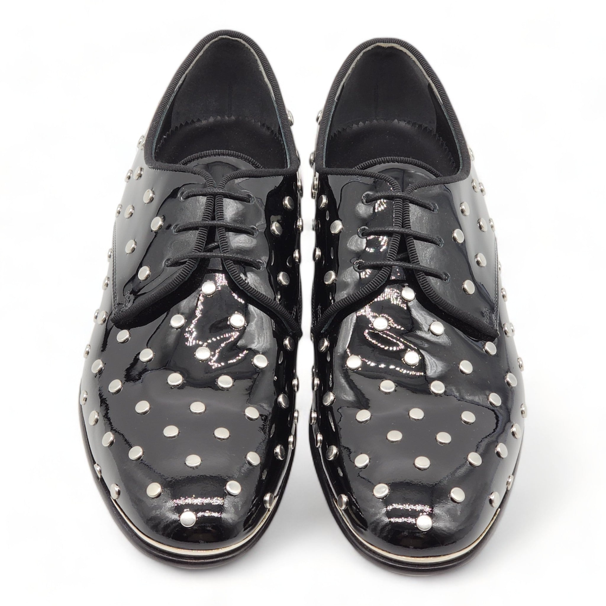 Alexander McQueen Studded Derby Shoes - Patent Leather - Black - 6