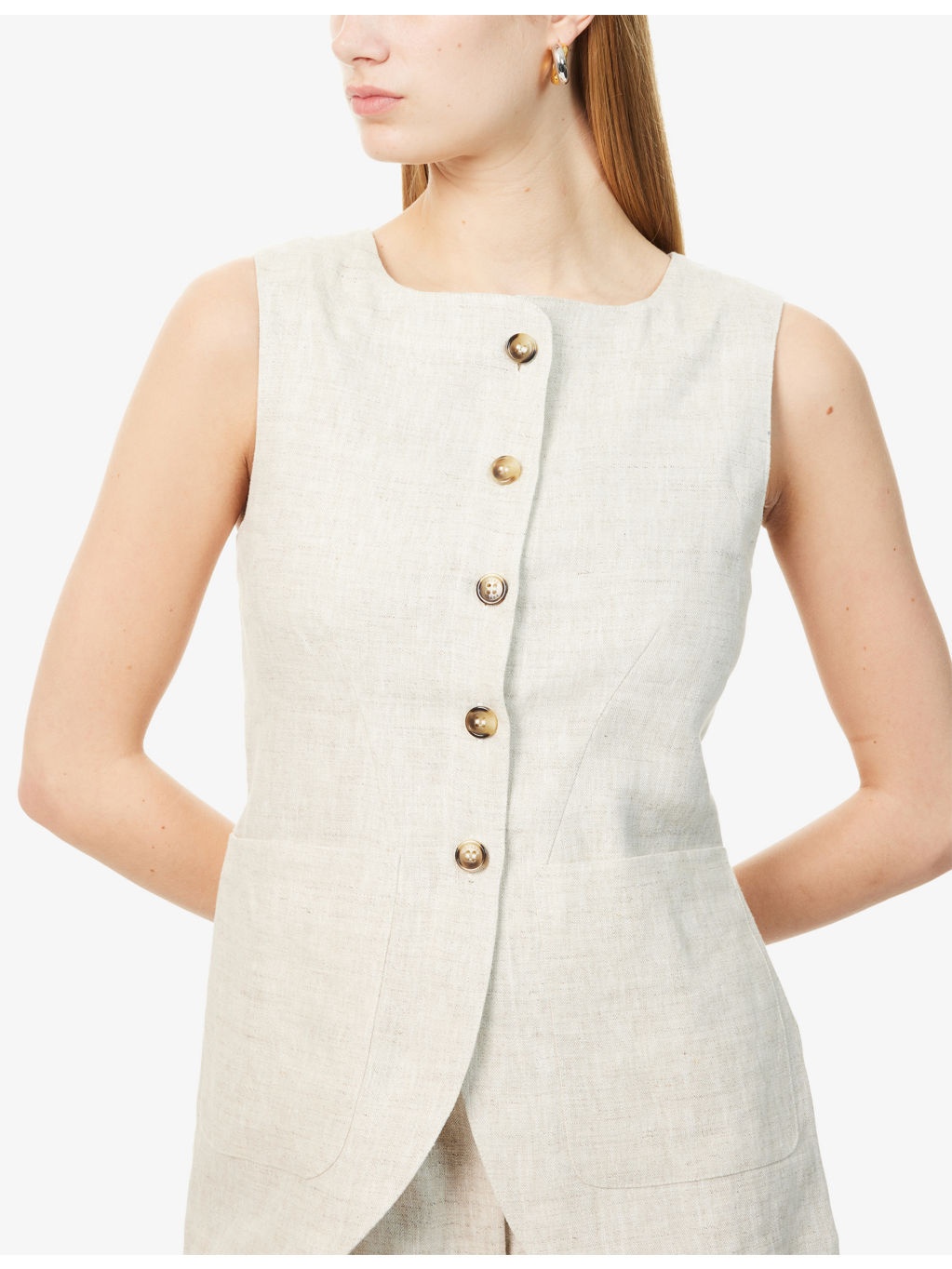 Emma Two-Patch-Pockets Linen Vest - 5