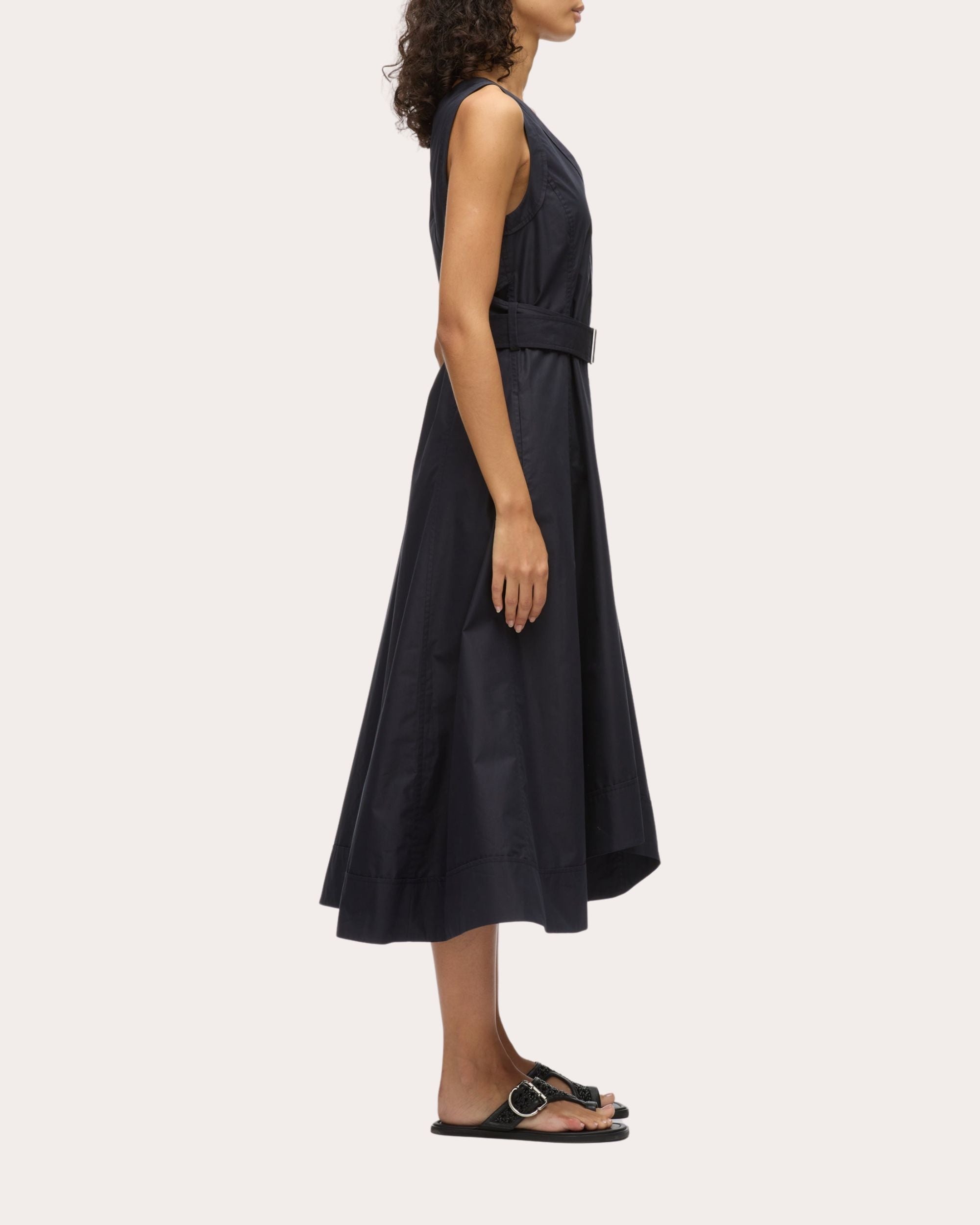 Poplin Cross-Back Sleeveless Midi Dress - 3