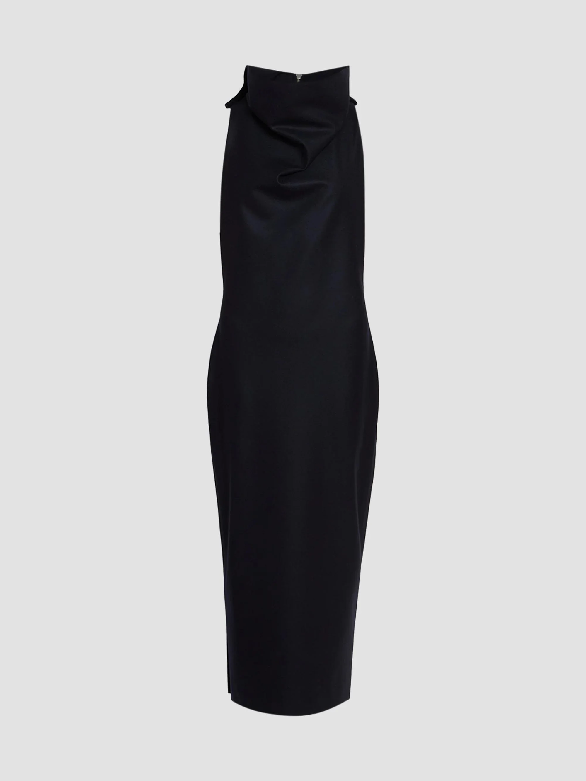 Women's Shell Highneck Wool-Blend Maxi Dress - Black - 1