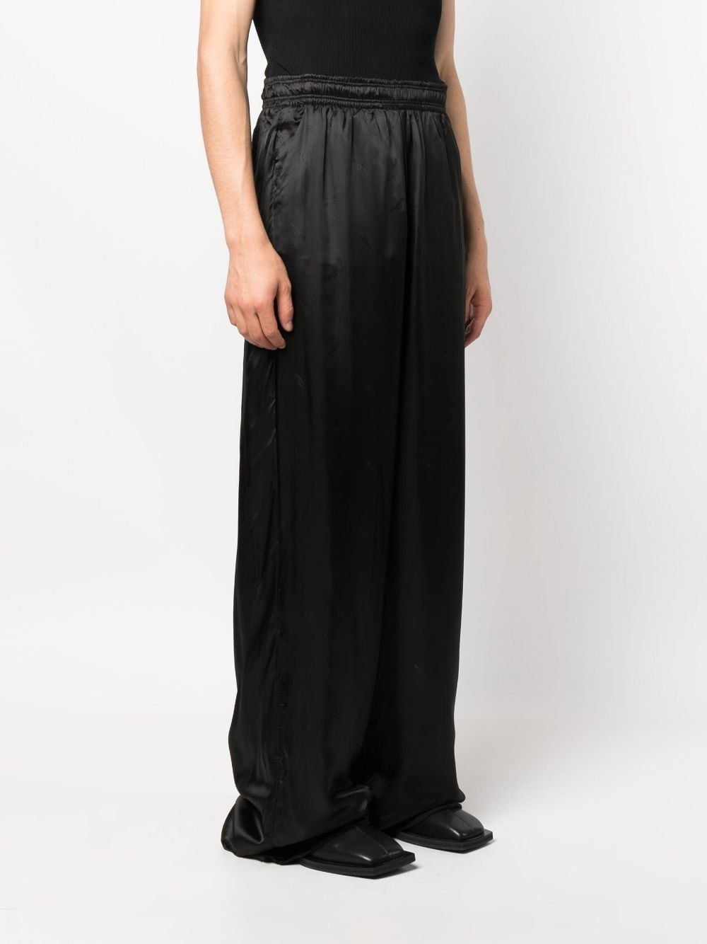 satin-finish wide-leg trousers - 3