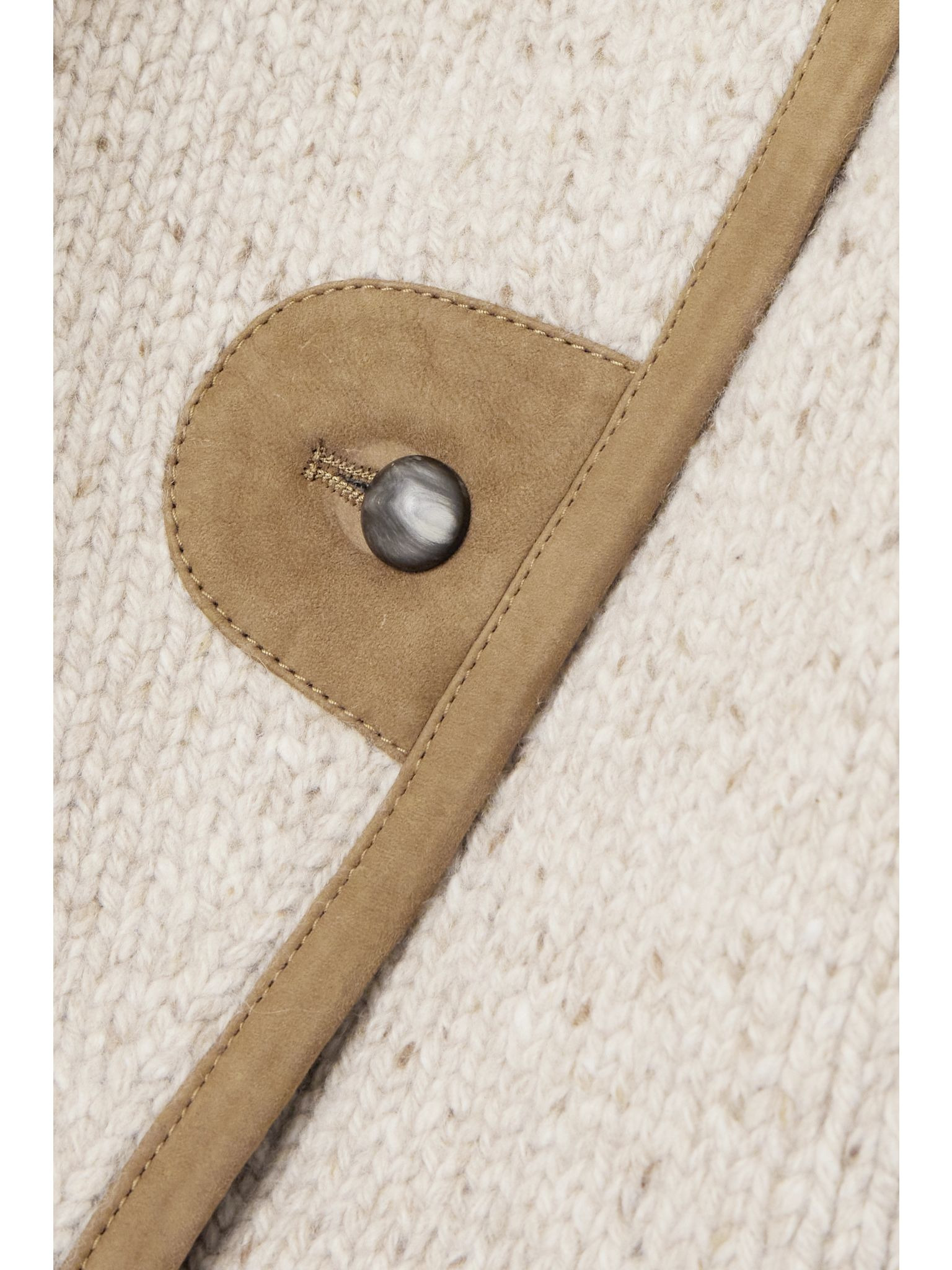 Newcastle asymmetric suede-trimmed wool and cashmere-blend cardigan Beige - 5