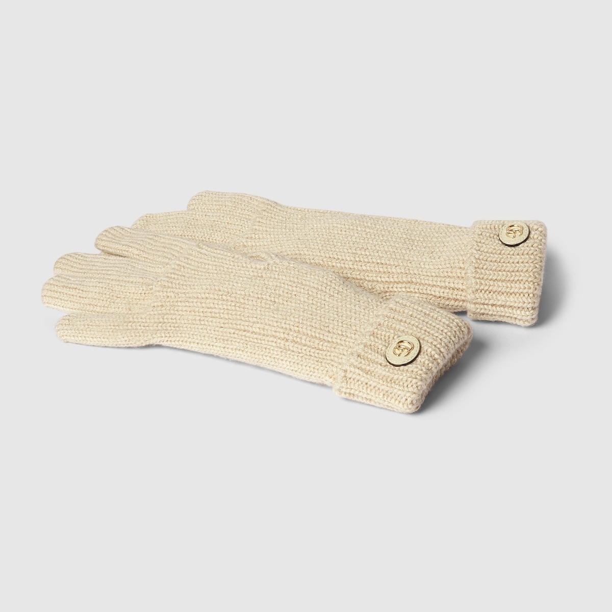 Rib knit wool viscose lamé gloves - 2