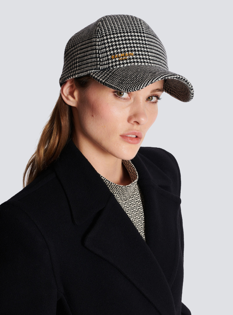 Balmain Paris Prince-of-Wales wool cap 6