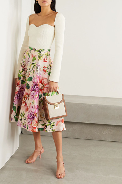 Dolce & Gabbana Pleated floral-print silk-faille midi skirt outlook