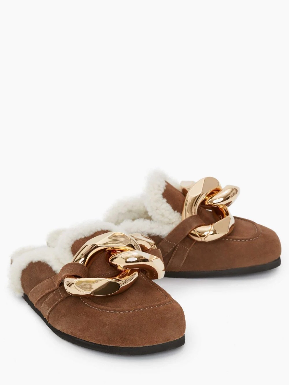 WOMEN’S SHEARLING CHAIN LOAFER MULES - 3