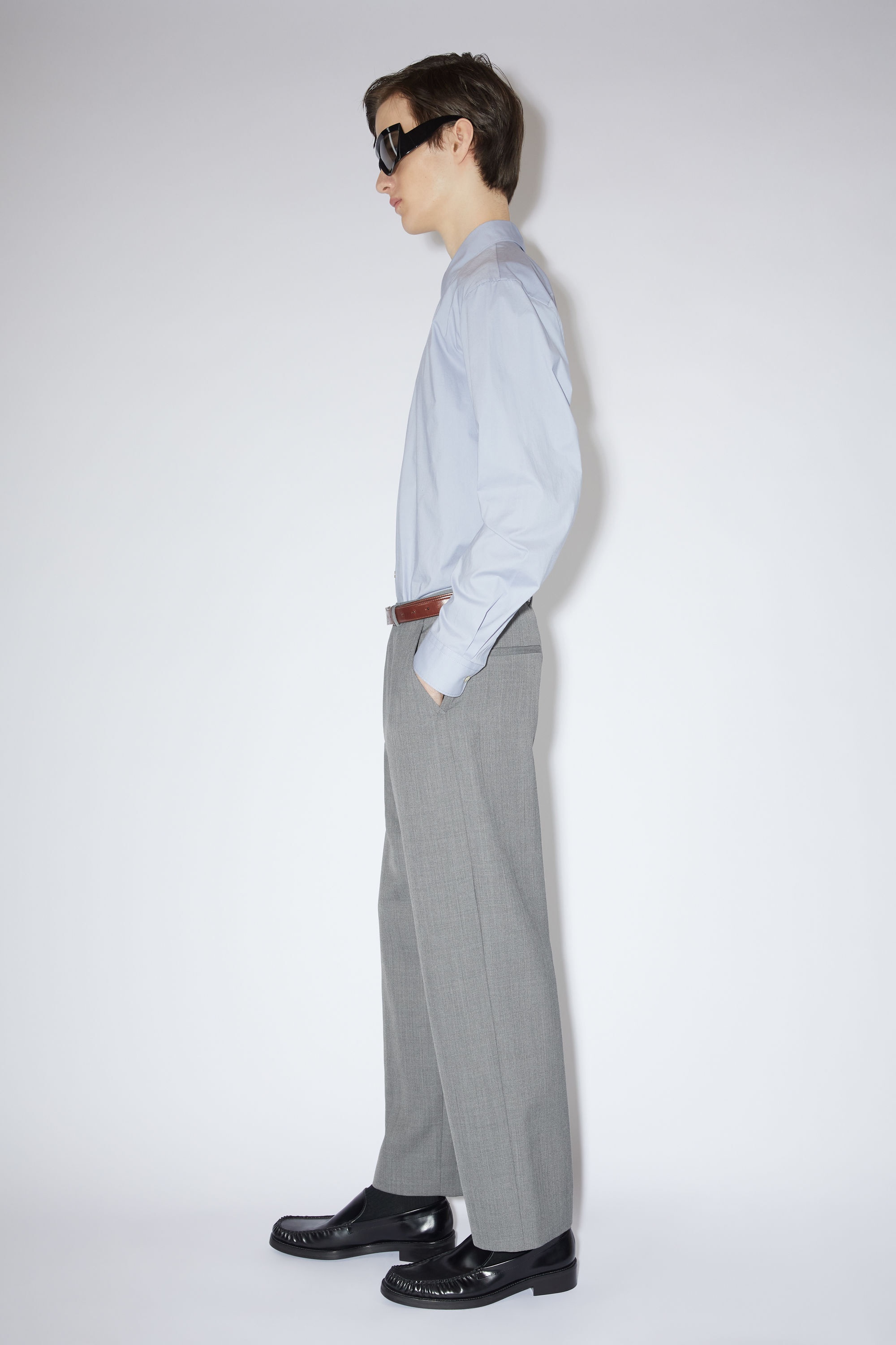 Wool blend trousers - Grey Melange - 4