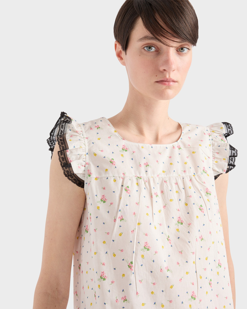 Floral print cotton batiste mini-dress 3