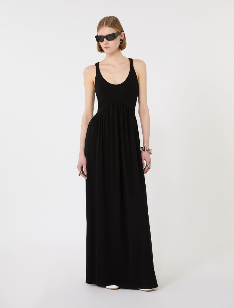 Sportmax Long crepe jersey dress - black outlook