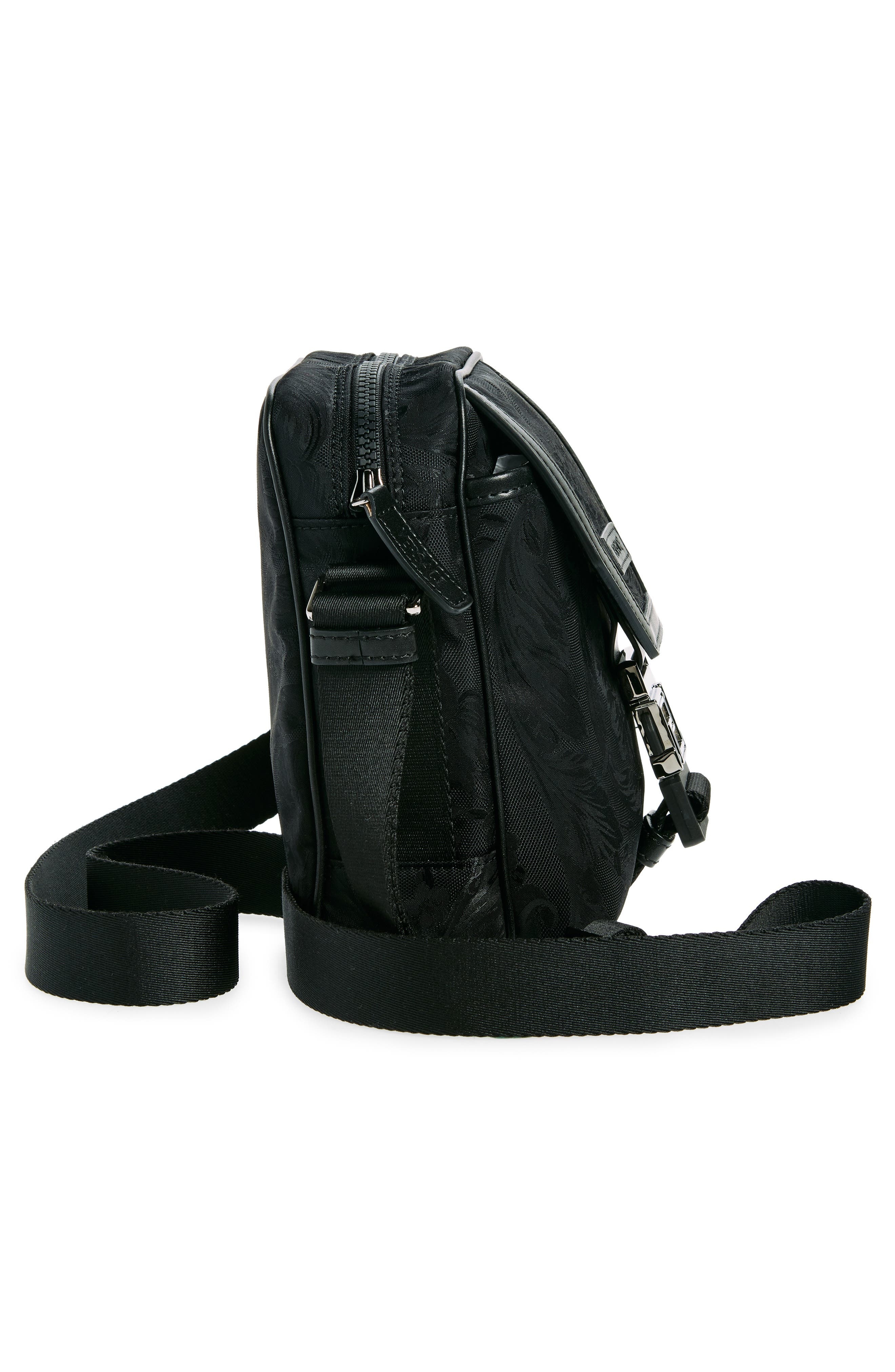 Versace Barocco Nylon Messenger Bag in Black-Ruthenium at Nordstrom - 4
