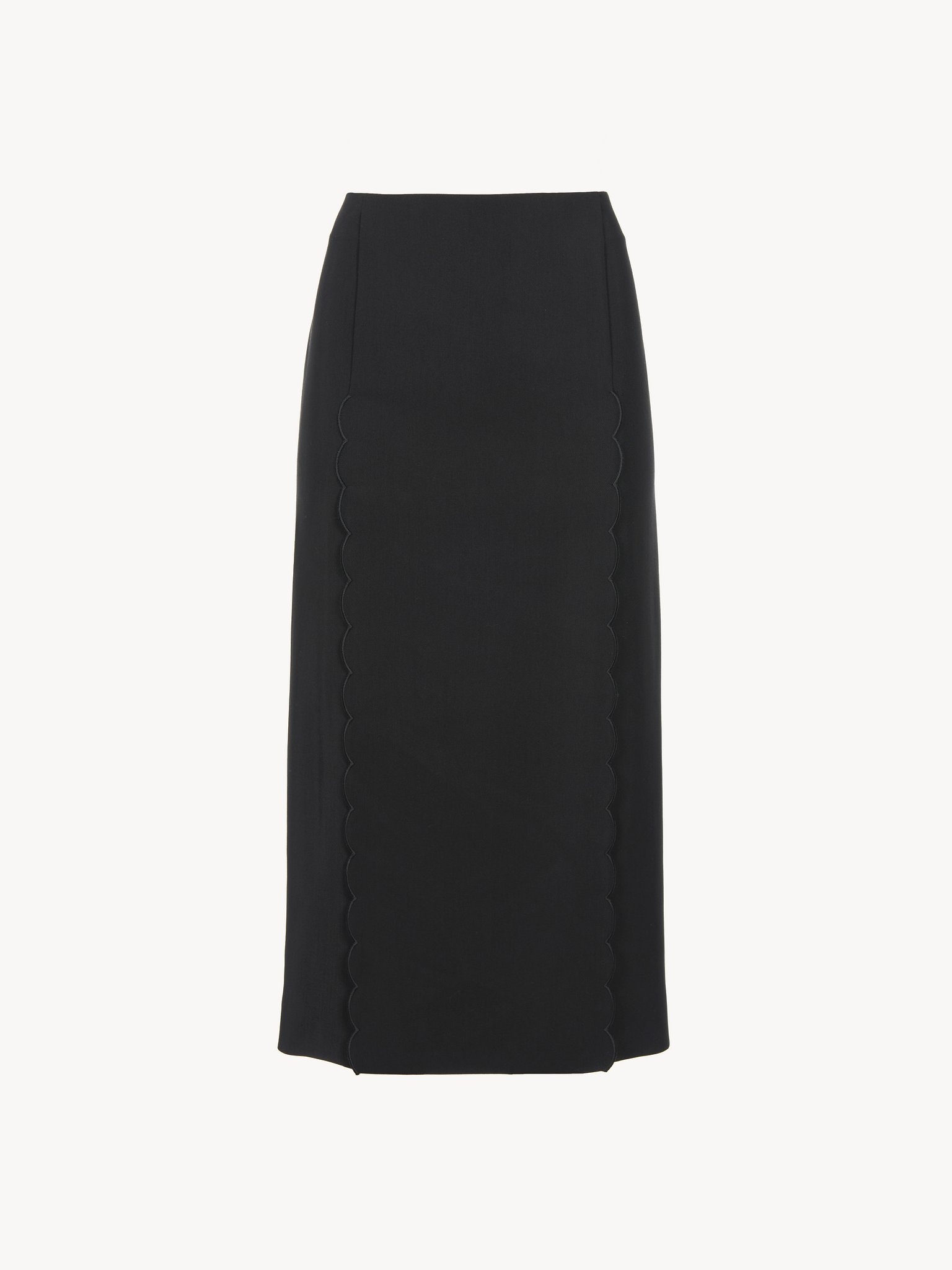 SCALLOP EMBROIDERED COLUMN SKIRT IN FLUID VISCOSE - 2