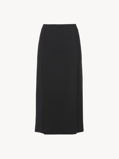 Chloé SCALLOP EMBROIDERED COLUMN SKIRT IN FLUID VISCOSE outlook