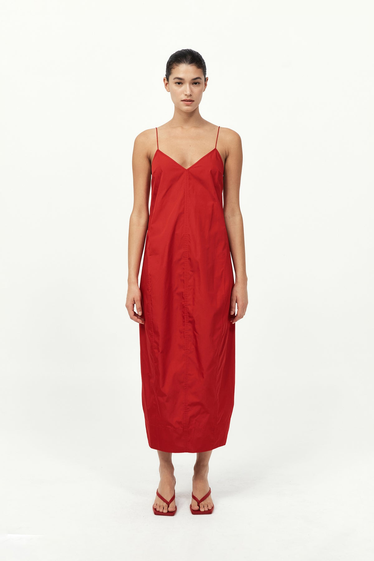 Paper Taffeta Cocoon Dress - Red - 2