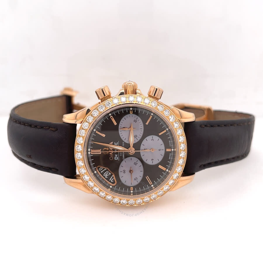 Pre-owned Omega De Ville Co-Axial Chronograph Automatic Diamond Brown Dial Ladies Watch 4677.60.37 - 5