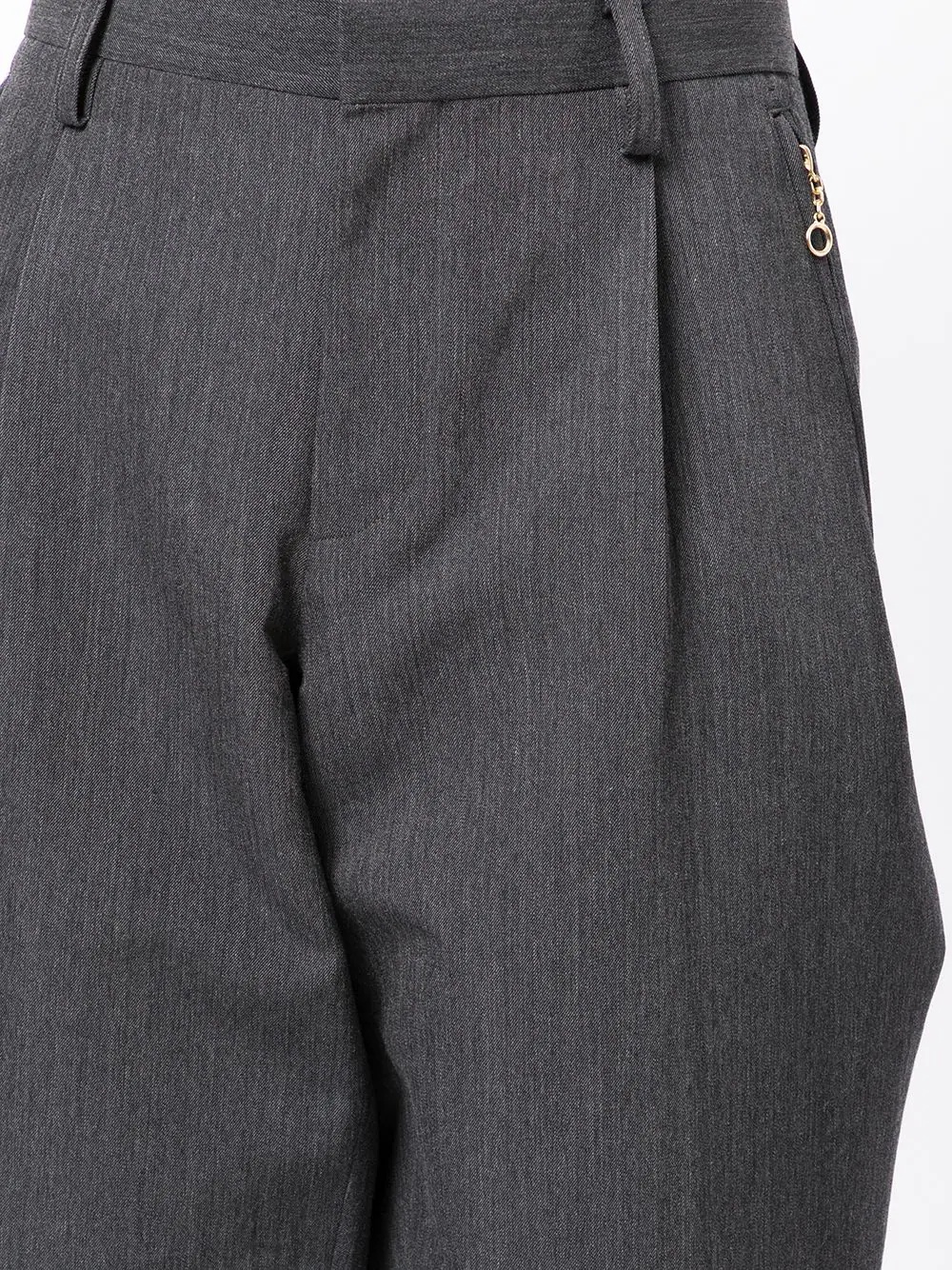 cropped tapered-leg wool trousers - 5