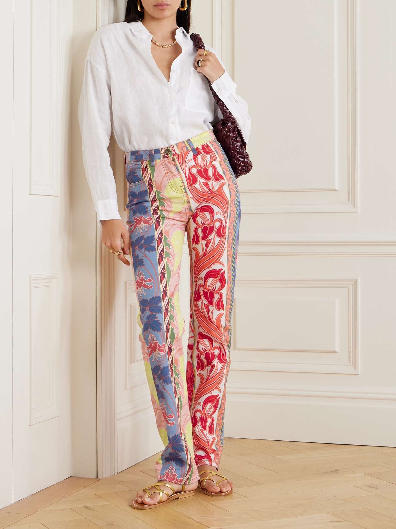Printed high-rise straight-leg jeans - 2