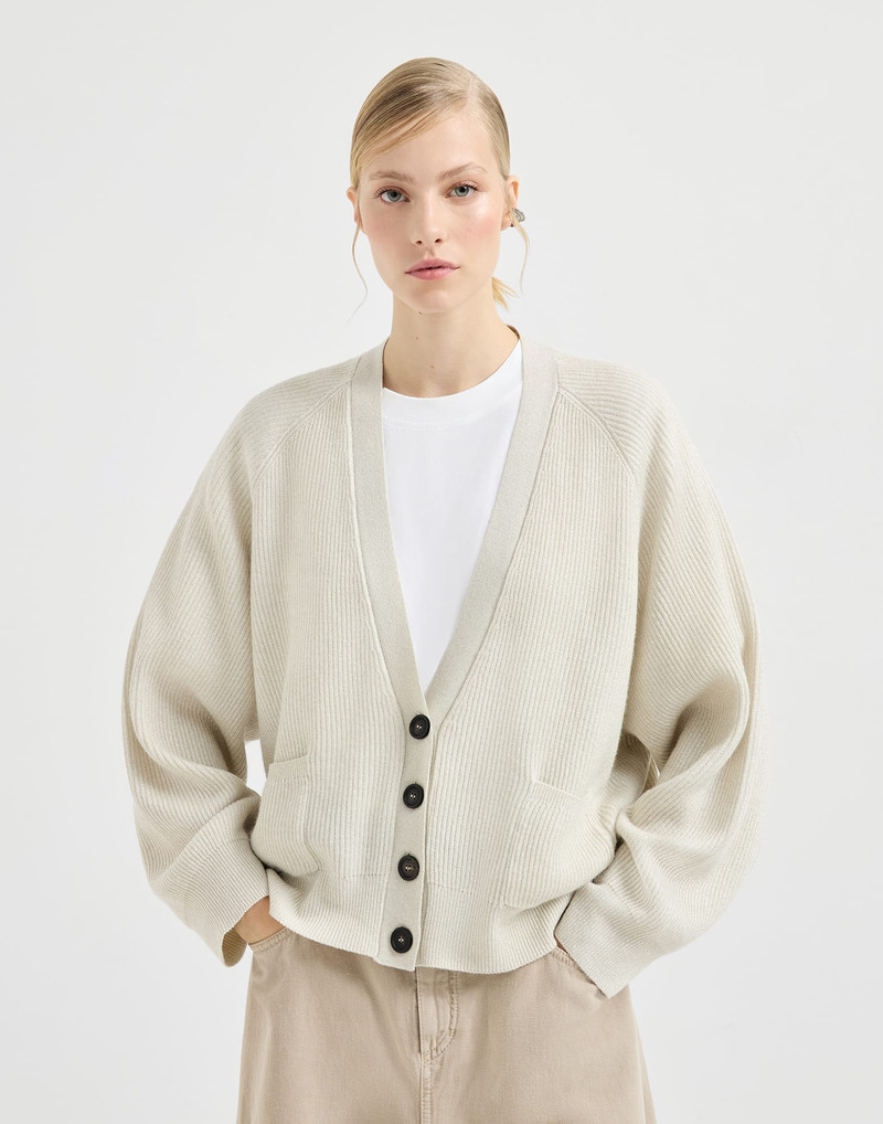 Brunello Cucinelli Sparkling cashmere ribbed cardigan outlook