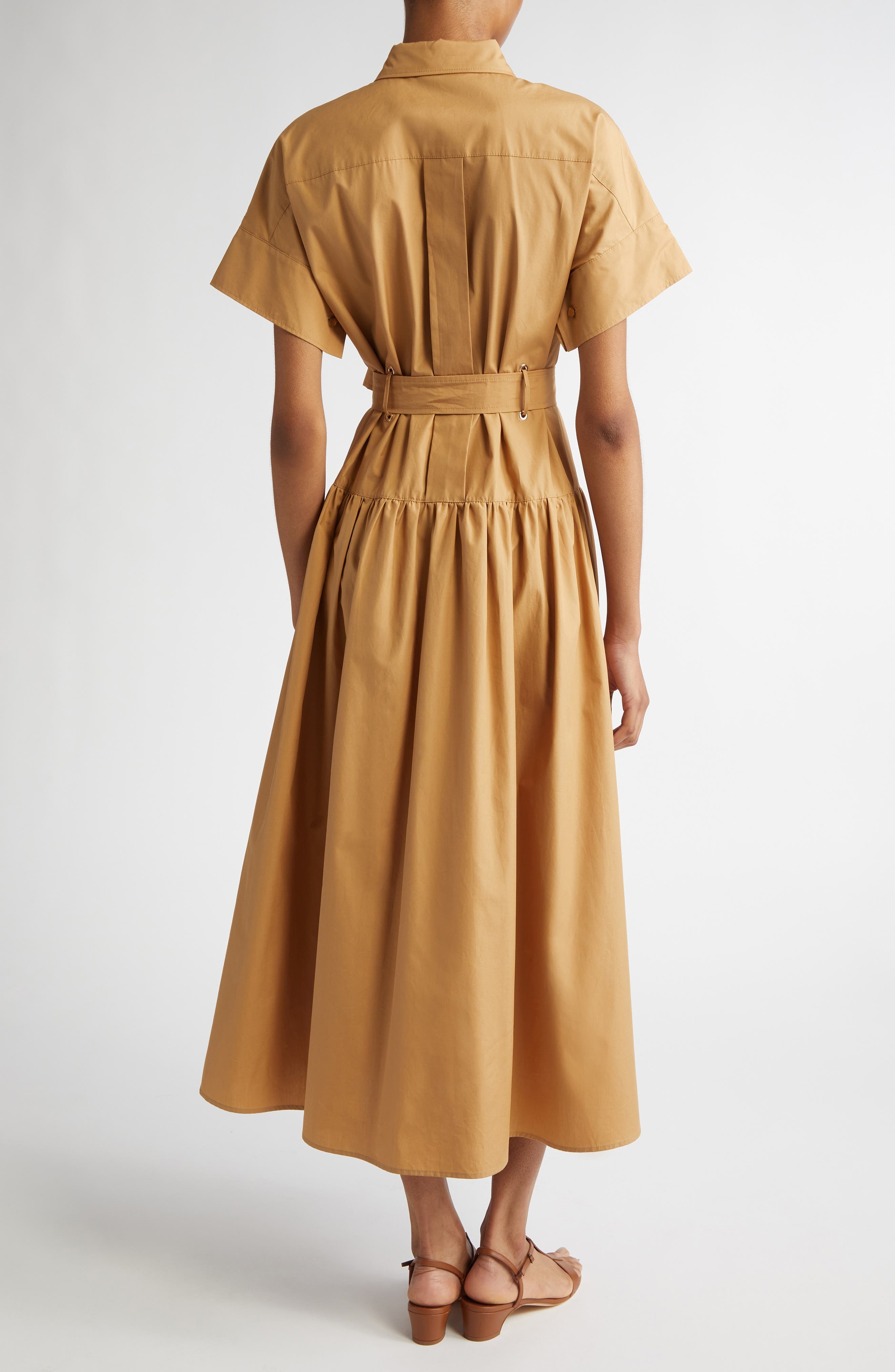 Max Mara Agoraio Cotton Belted Shirtdress in Caramel at Nordstrom - 2