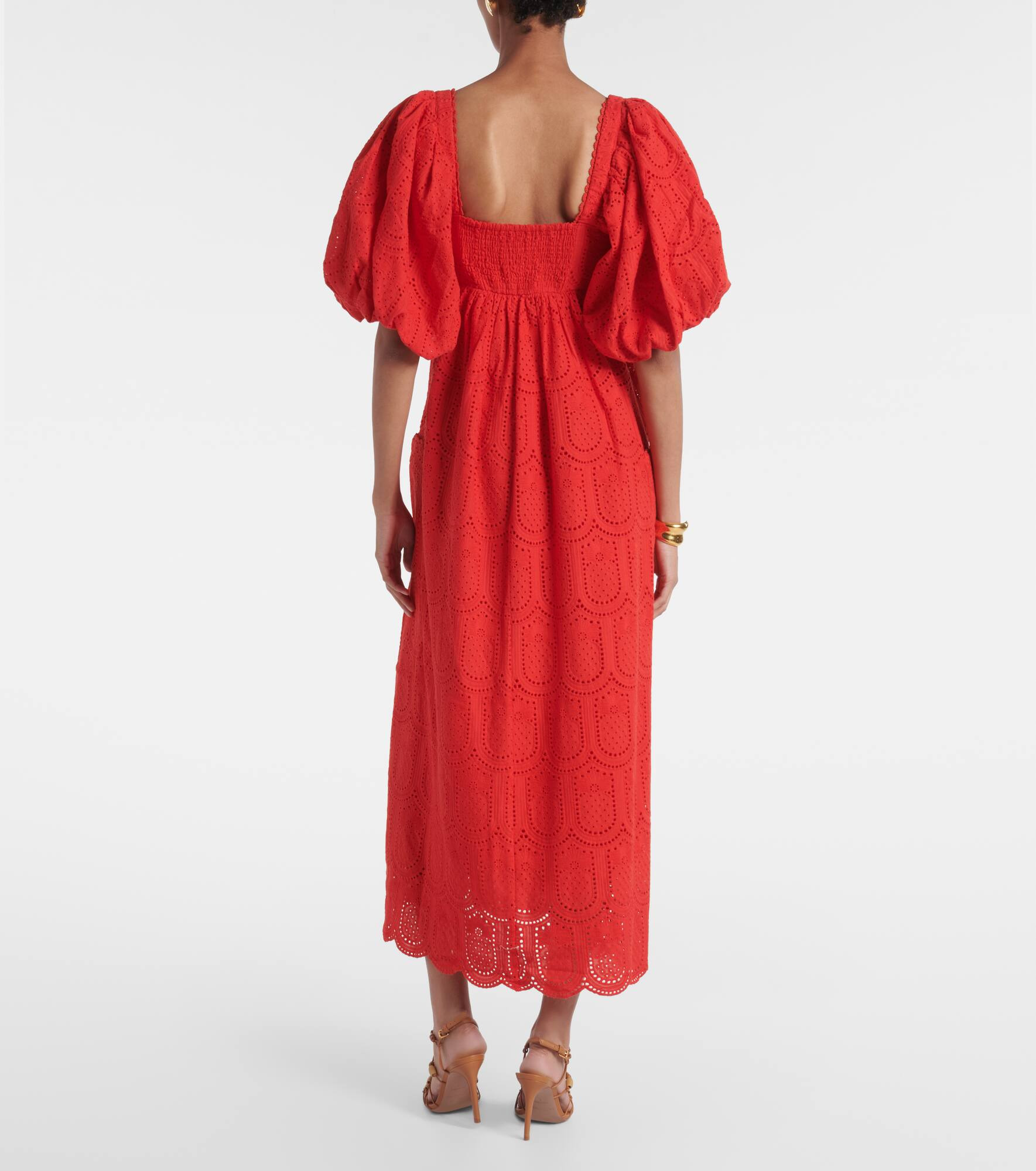 Broderie anglaise cotton midi dress - 3
