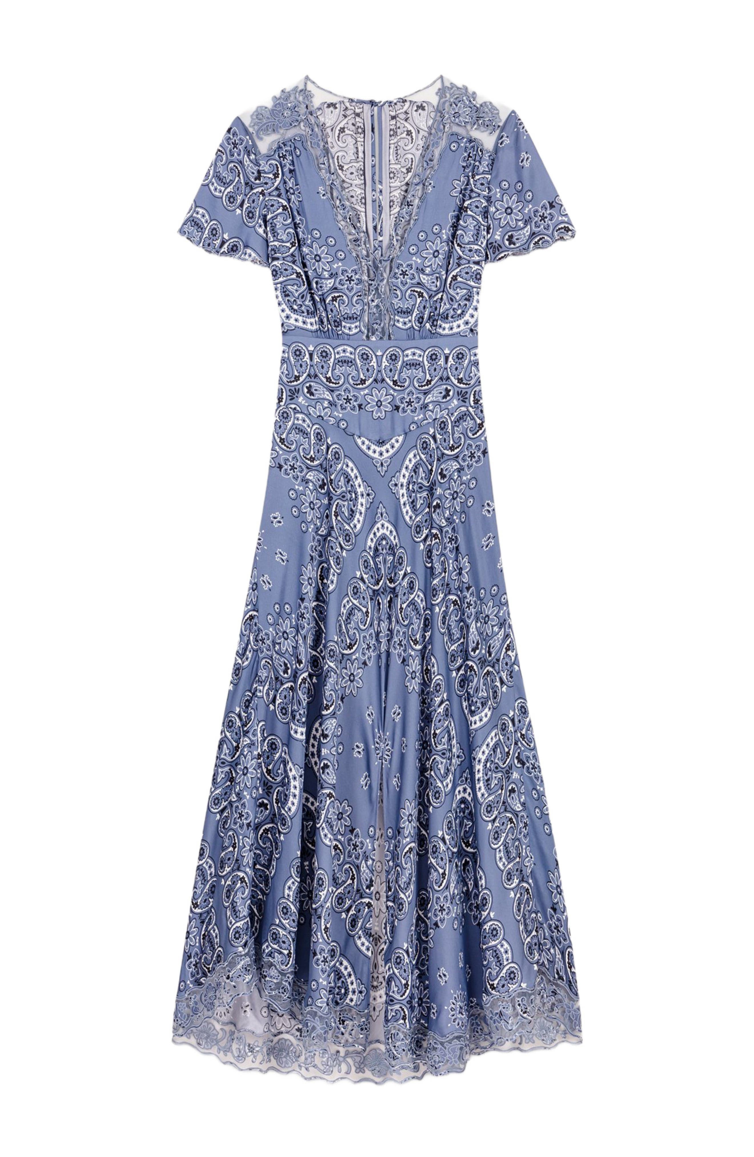 maje Patterned flowing maxi dress in Blue Bandana Print at Nordstrom - 8