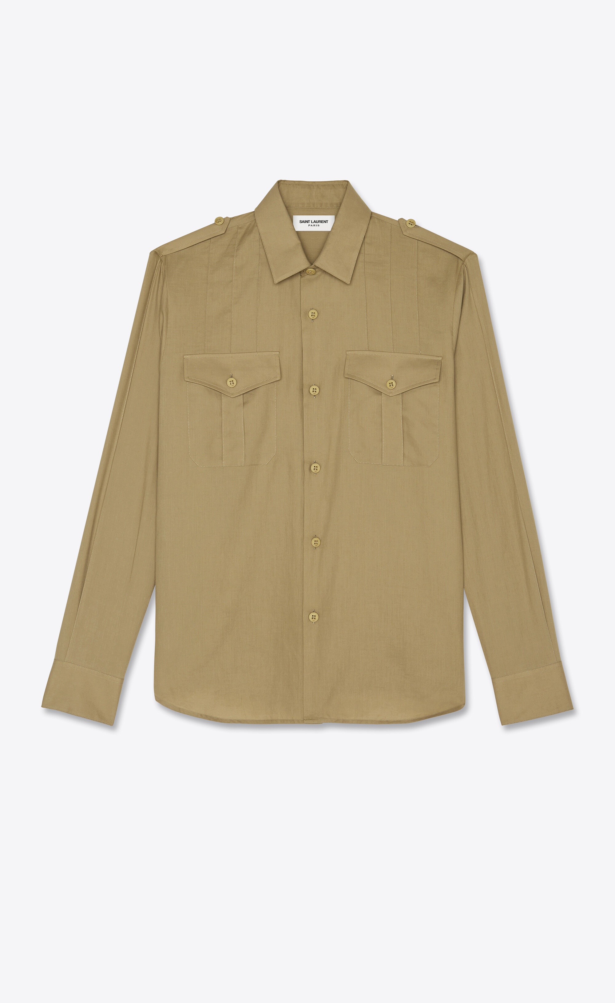 pleated army shirt in twill - 1