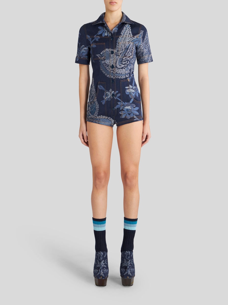 MINI JACQUARD DENIM JUMPSUIT - 4