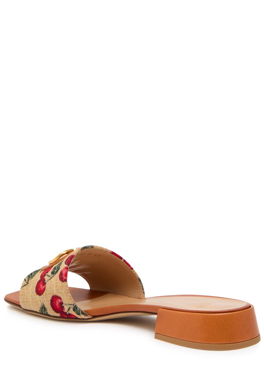 Valentino Jacquard Raffia Sliders - 2