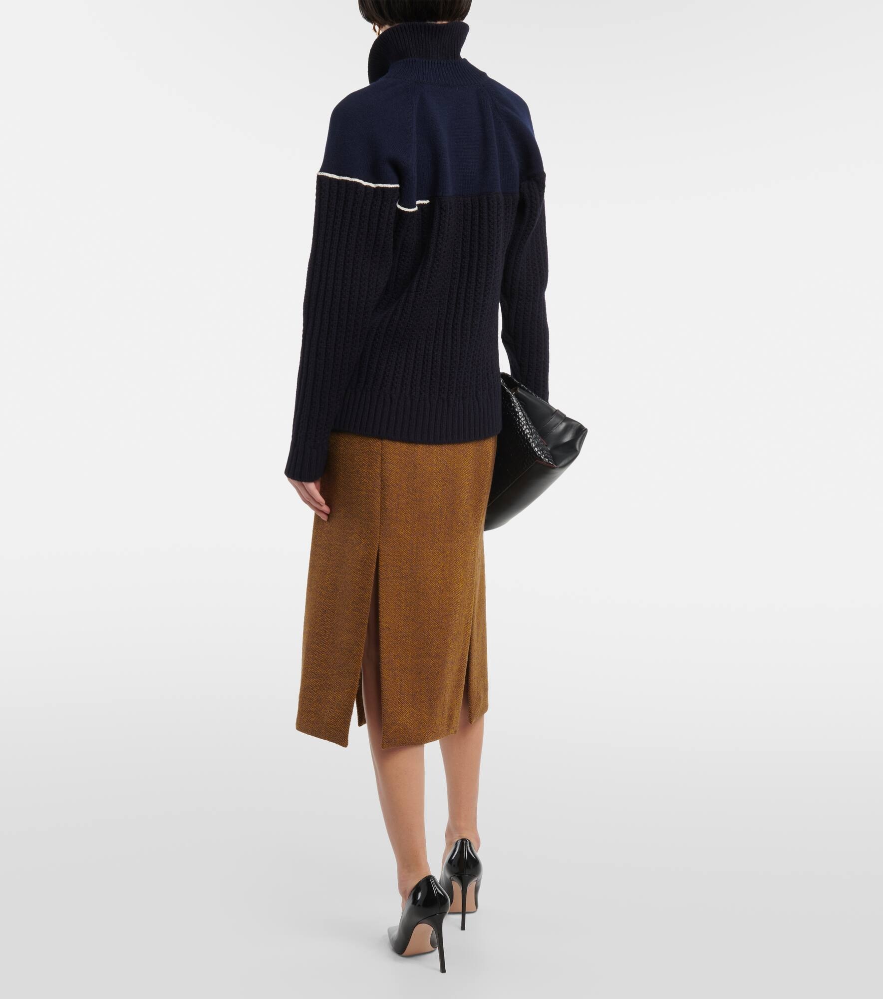 Double-collar wool sweater - 3