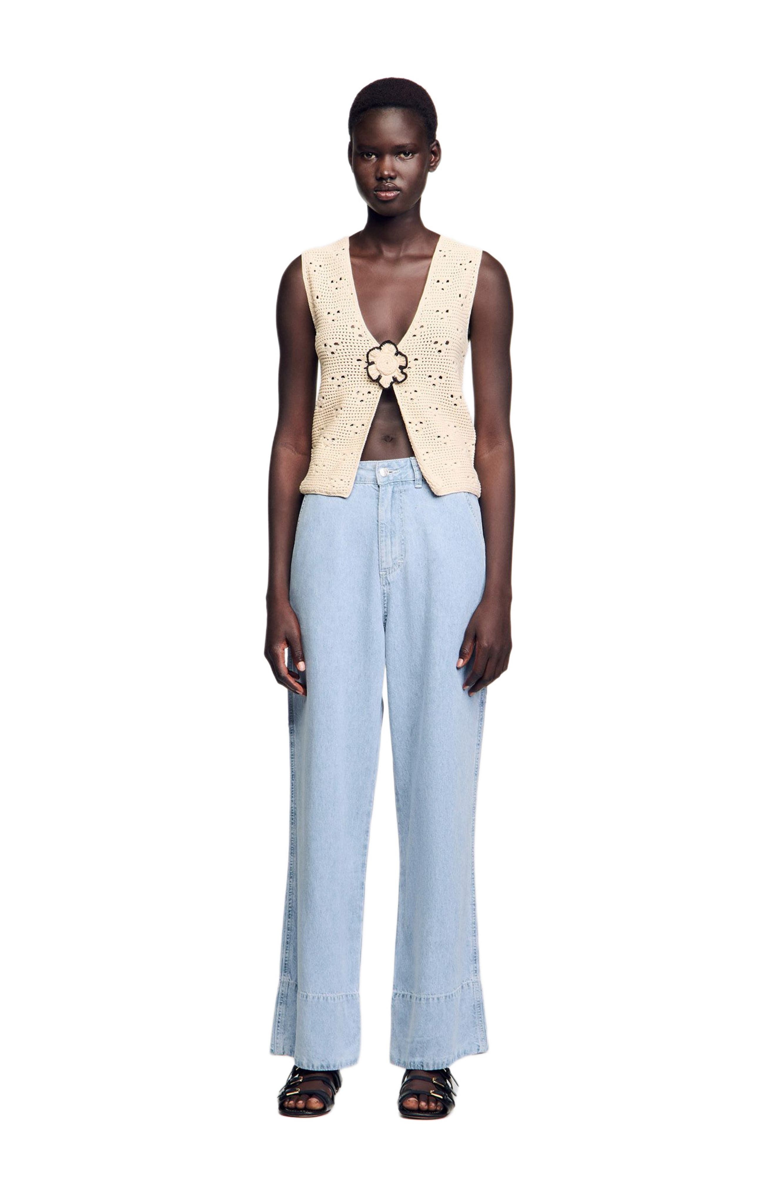 SANDRO Crochet cardigan in Ecru at Nordstrom - 1