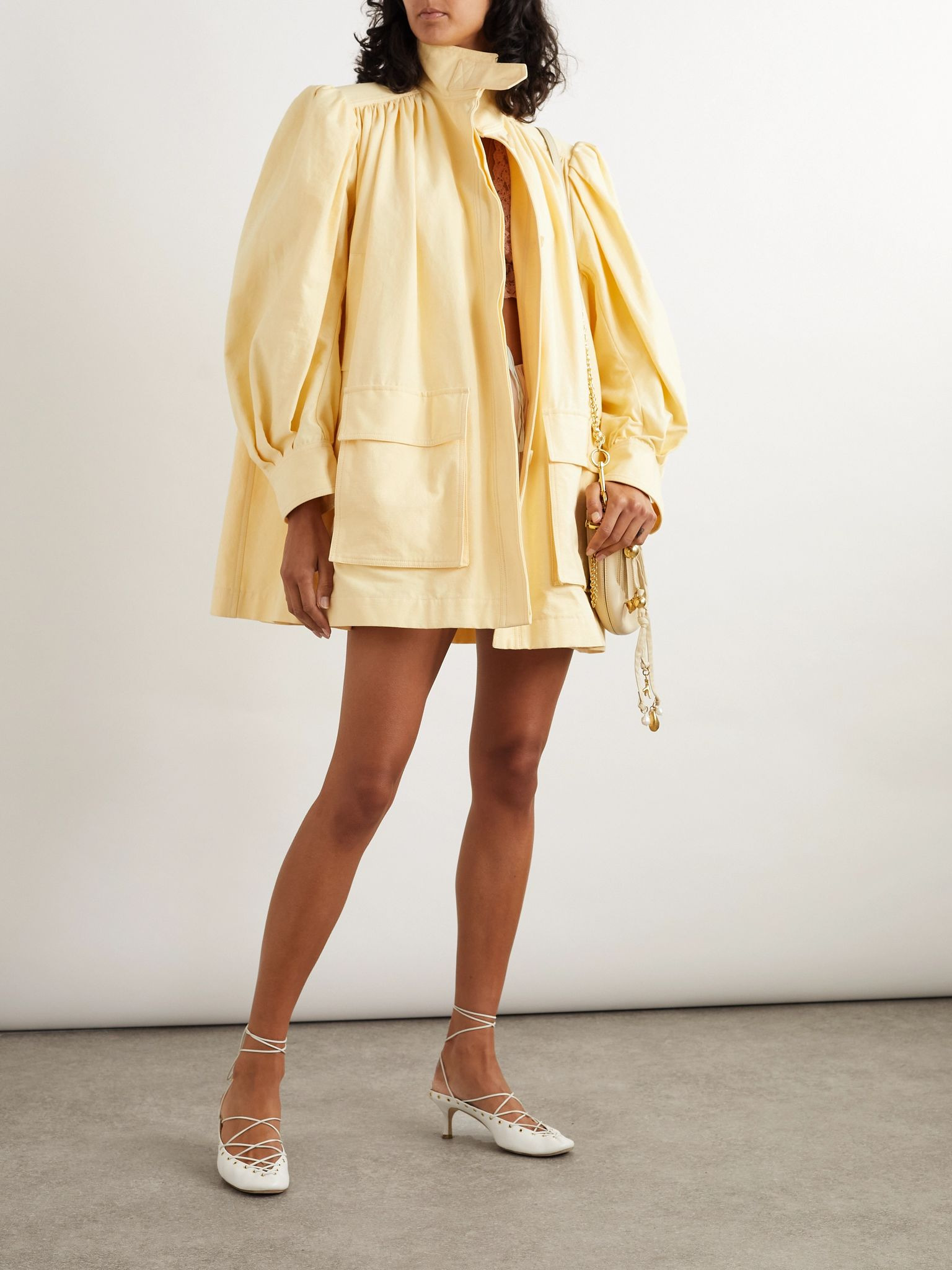 Gathered cotton jacket Yellow - 2