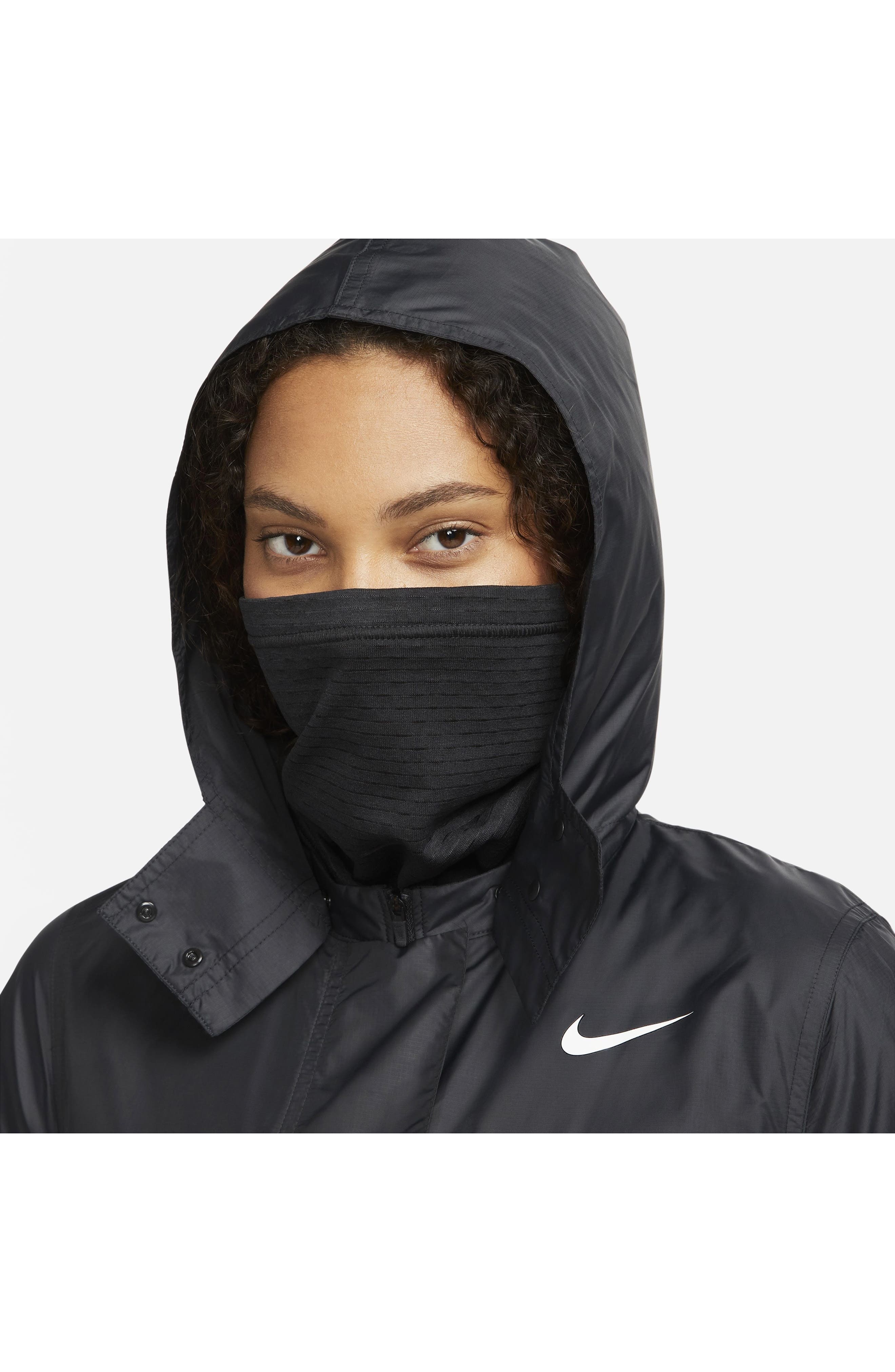 Nike Tour Water Repellent Hooded Golf Jacket in 010 Black/white at Nordstrom - 8