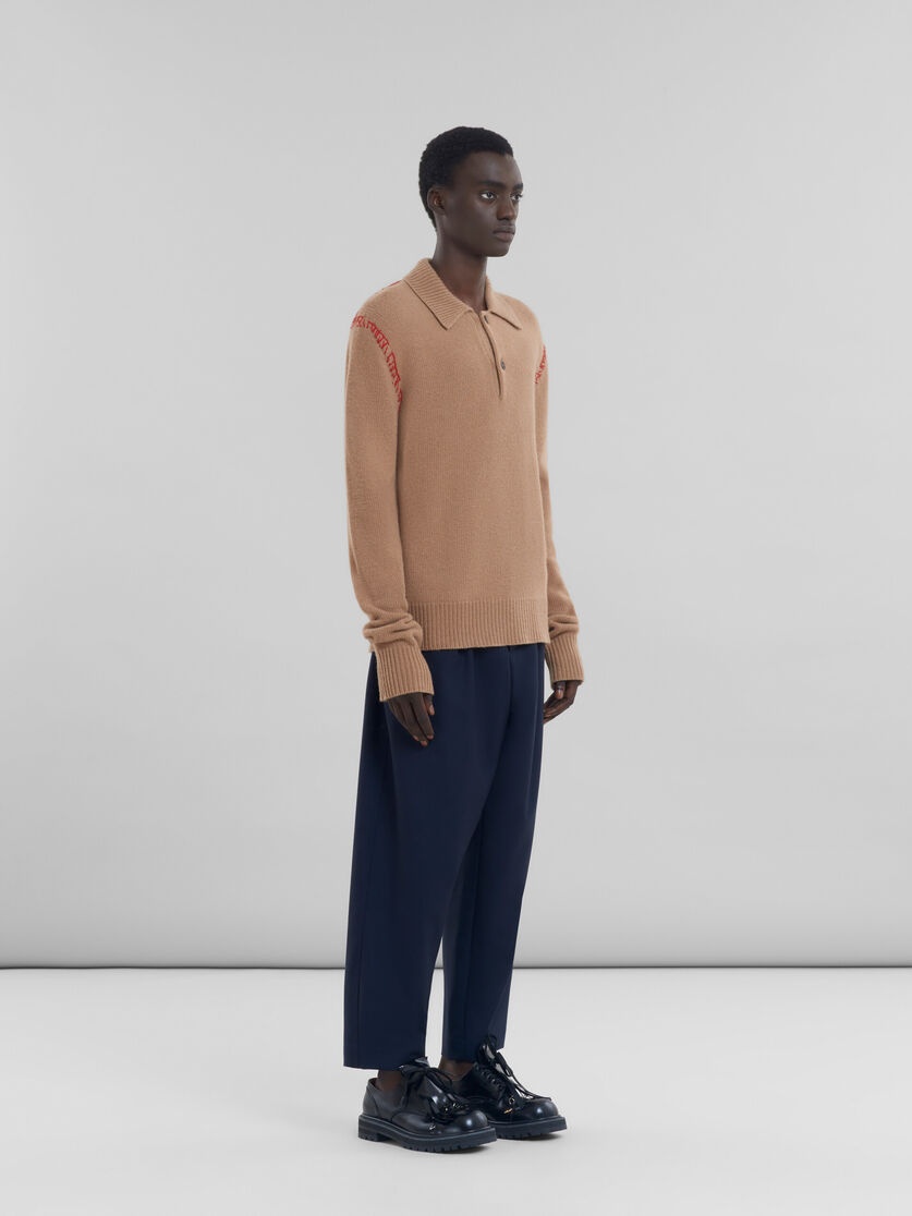 BROWN KNITTED POLO JUMPER WITH MARNI MENDING - 5